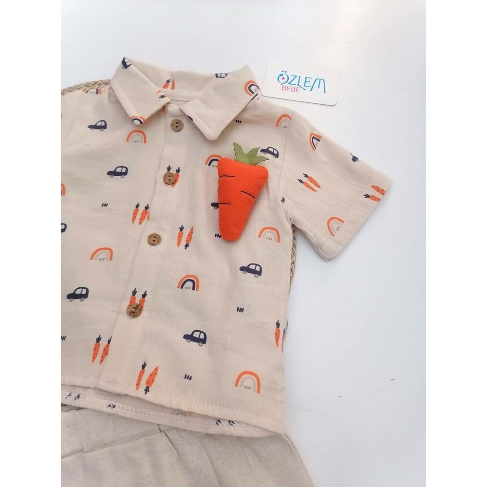 Havuç Figürlü Müslin Gömlekli 2'li Takım