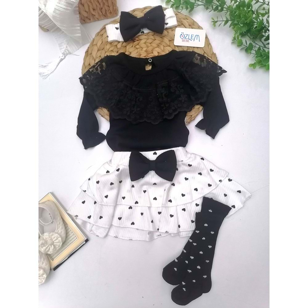 Dantel Yaka& Kalp Desen Etekli 2'li Takım