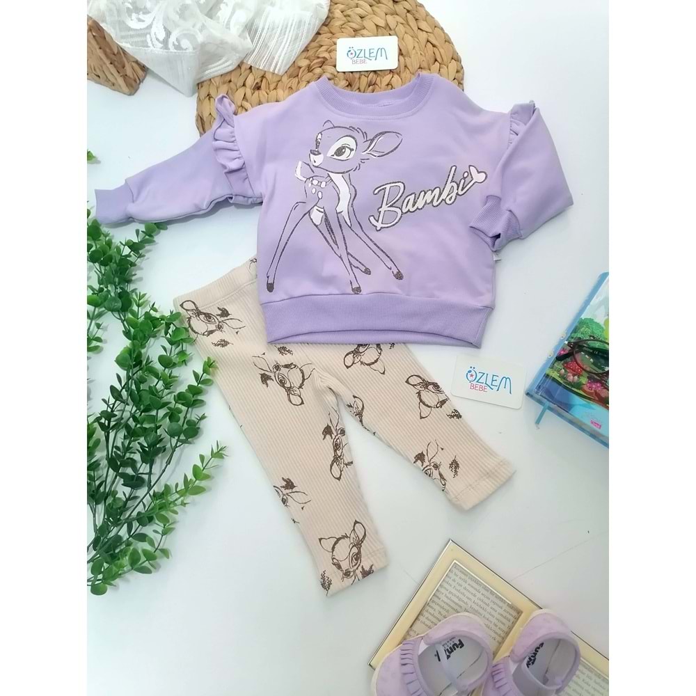 Bambi Fırfır Kol Ribana Tayt 2'li Takım