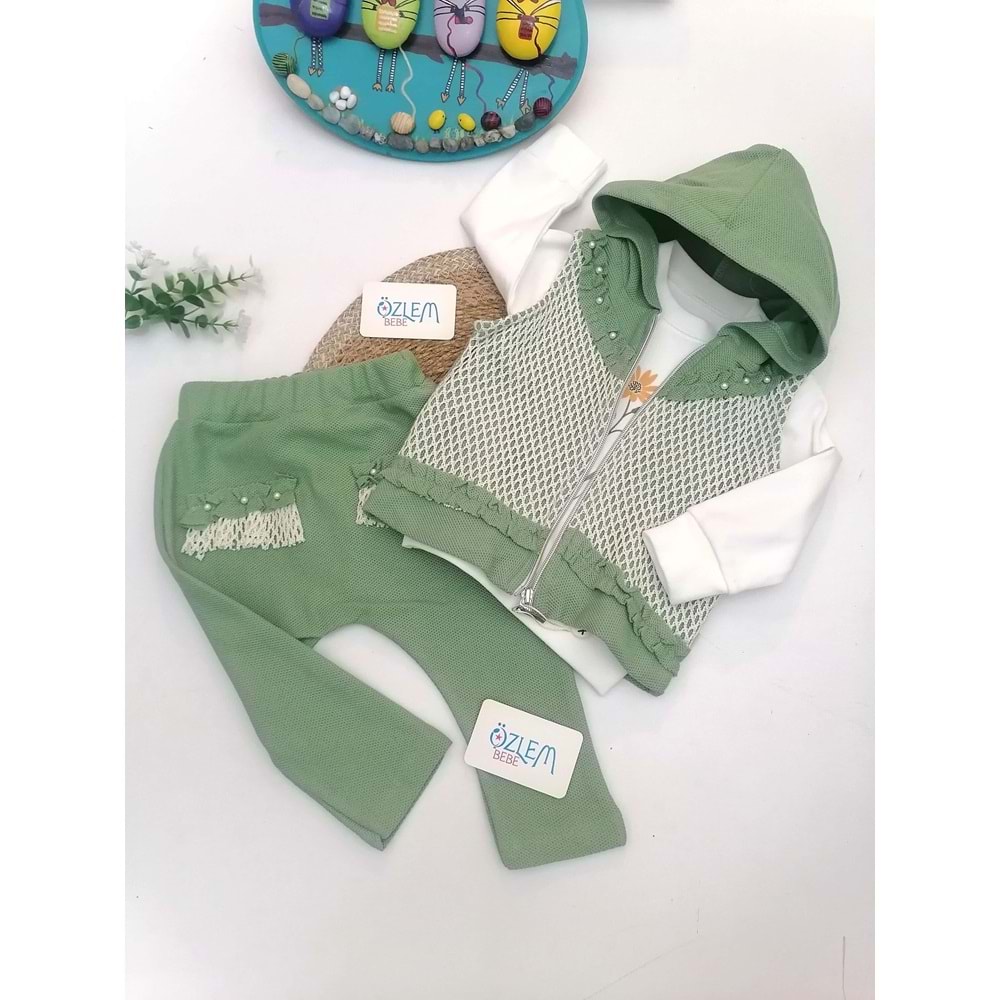 File Model Yelekli Yeşil 3lü Takım