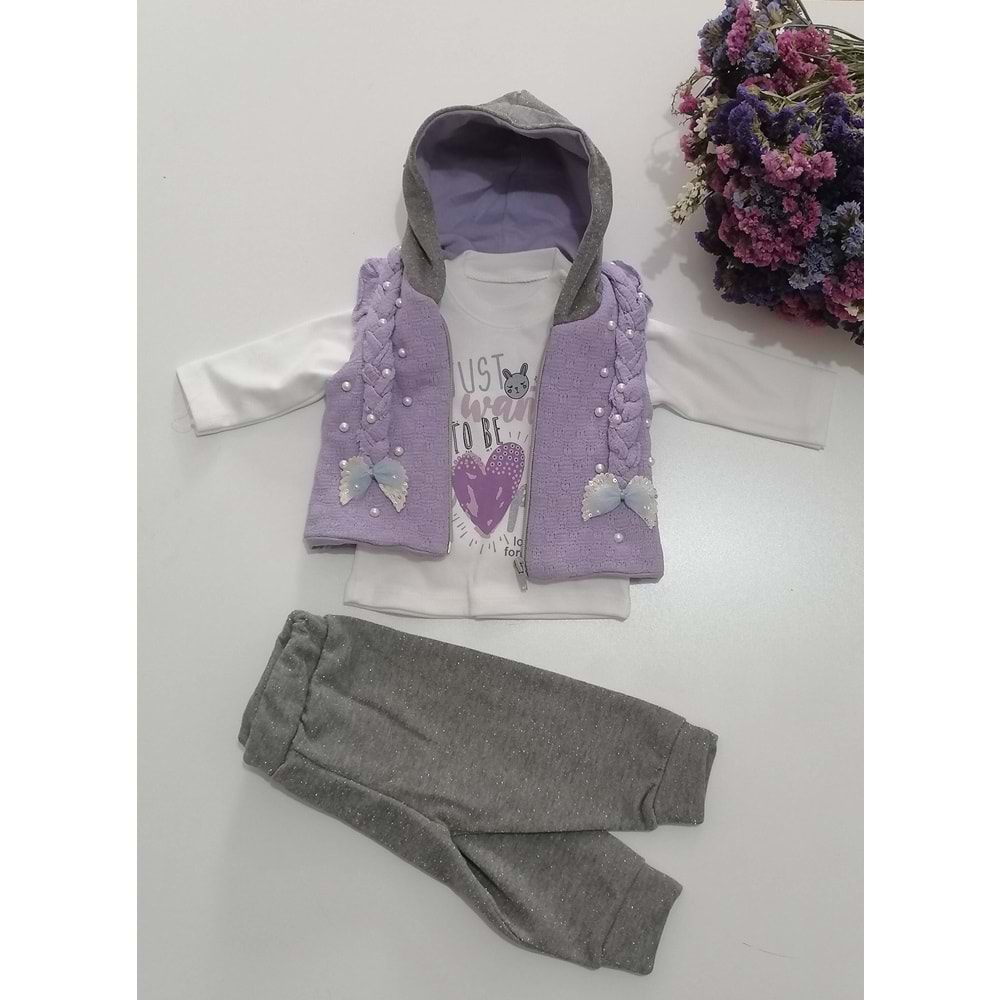 Mor Örgü Yelekli Kız Takım