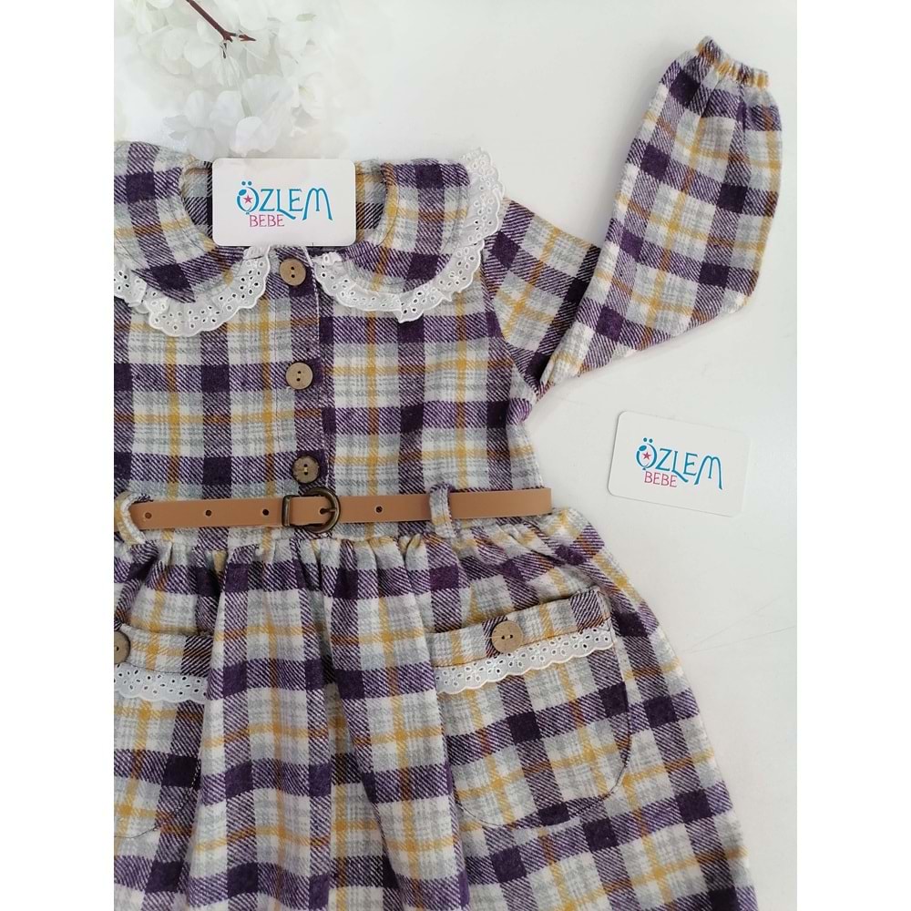 Pötikare Bebe Yakalı Mor Elbise