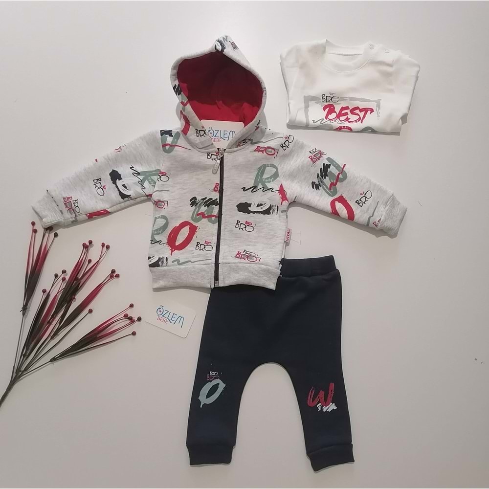 Best Bro Ever Gri 3'lü Takım