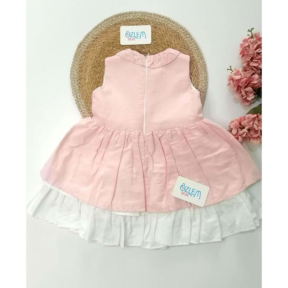 Çiçekli Kat Kat Pembe Elbise