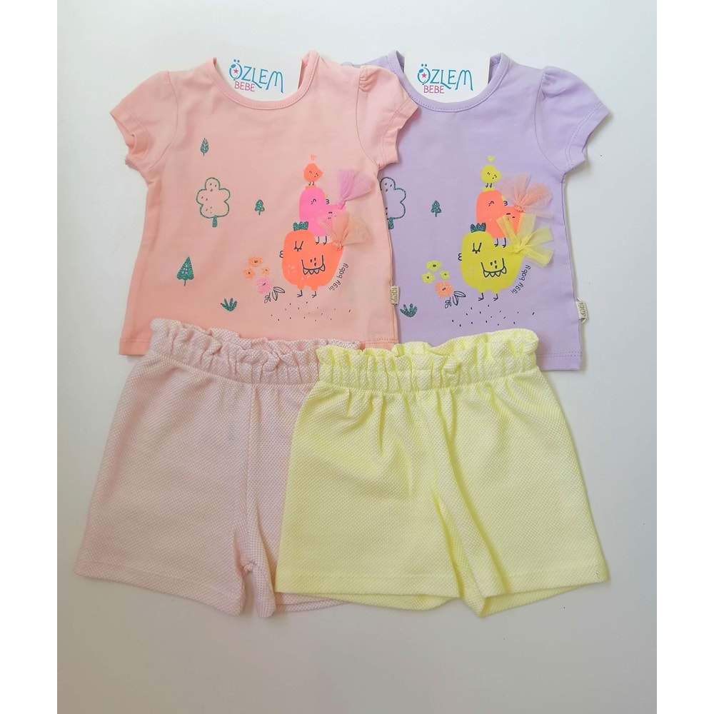 Neşeli Kuşlar Şortlu Takım