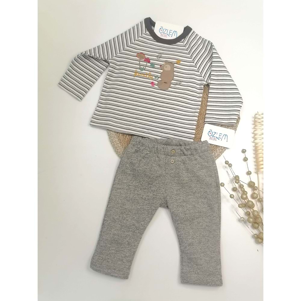 Family Kahverengi Çizgili Takım