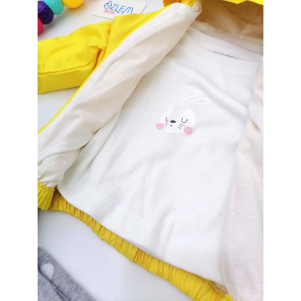 Tavşan Kulak Ceketli 3lü Bebek Takım