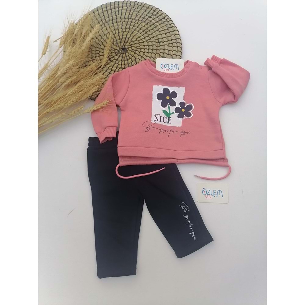 Çiçek Çiçek Pembe Bebek Takım