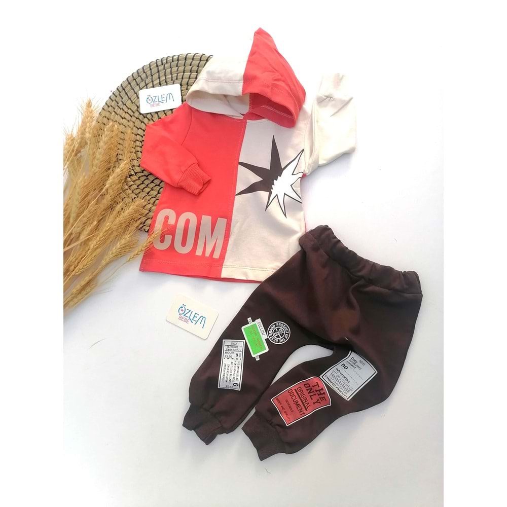 Yıldız Baskılı Kapüşonlu Bebek Takım