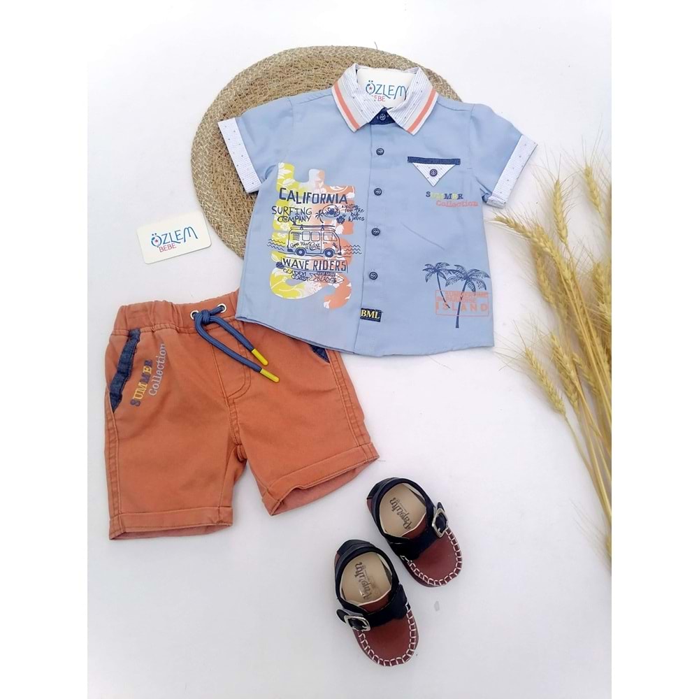 California Mavi Gömlekli Şortlu Takım