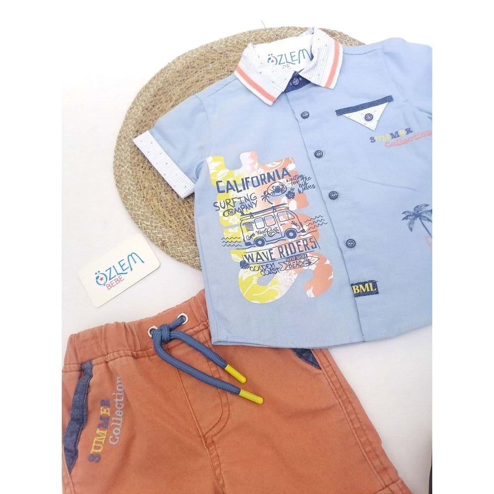 California Mavi Gömlekli Şortlu Takım