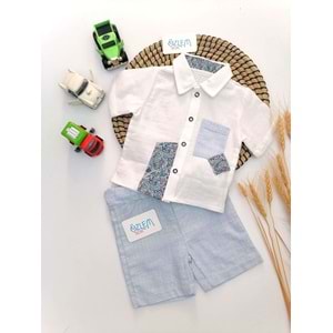 Şal Desen Gömlek Şortlu 2'li Takım