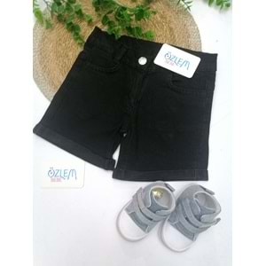Siyah Denim Bebek Şort