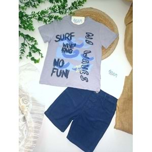 Surf Baskı Tişört&Denim Şortlu 2'li Takım