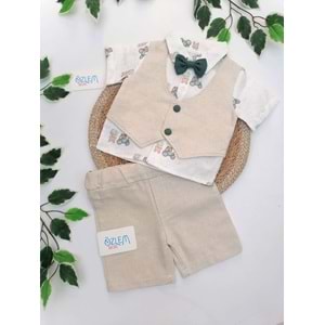 Traktör Desen Cepken Yelekli Müslin 2'li Takım