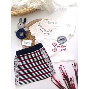 Hello Yaldızlı KalpTişört&Etek 2'li Takım