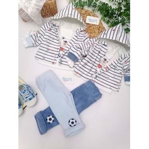 Topçu Ayıcık Hırkalı Kadife 3'lü Takım