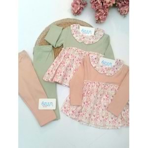 Çiçek Müslin Bebe Yaka Robalı 2'li Takım