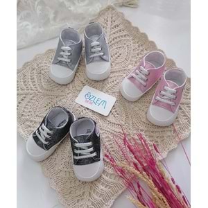 Simli Model Bağcıklı Bebek Ayakkabısı