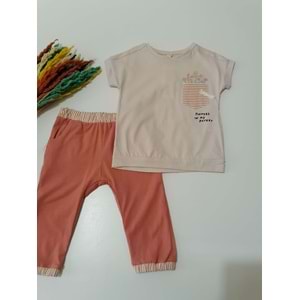 Çiçek Cep Pantolonlu Tarçın Kız Takım