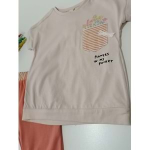 Çiçek Cep Pantolonlu Tarçın Kız Takım