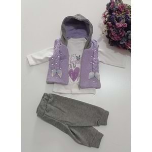 Mor Örgü Yelekli Kız Takım