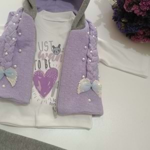 Mor Örgü Yelekli Kız Takım