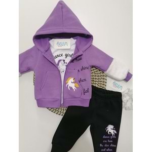 Mor Hırkalı Kapüşonlu Takım