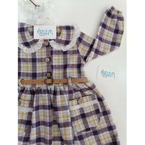 Pötikare Bebe Yakalı Mor Elbise