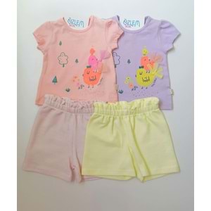 Neşeli Kuşlar Şortlu Takım