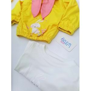 Tavşan Kulak Ceketli 3lü Bebek Takım