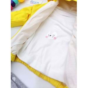 Tavşan Kulak Ceketli 3lü Bebek Takım