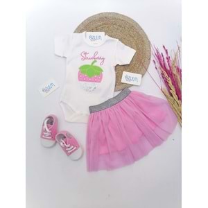 Çilek Nakış Pembe Tütülü Takım