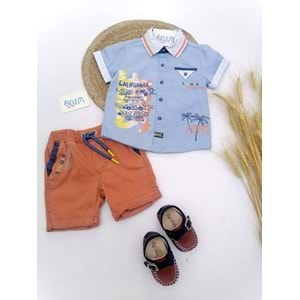 California Mavi Gömlekli Şortlu Takım