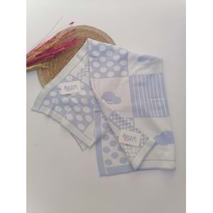 Geometrik Desen Mavi Merserize Battaniye