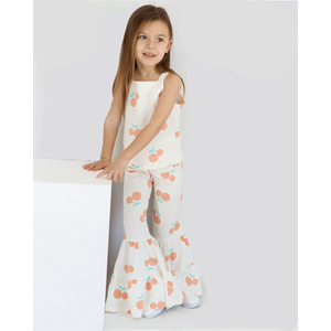 Kiraz Desenli İspanyol Pantolonlu 2'li Takım