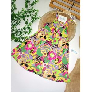 Çiçekli Desen Askılı Elbise