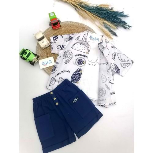 Yaz Keyfi Gömlek&Şort 3'lü Keten Takım