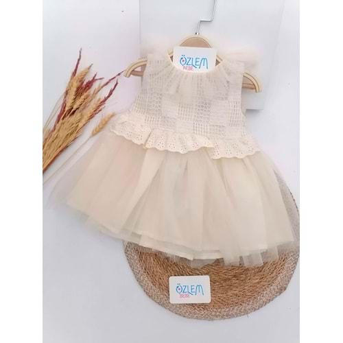 Tül Fırfır Yaka Fistolu Kabarık Elbise