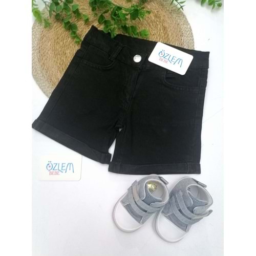 Siyah Denim Bebek Şort
