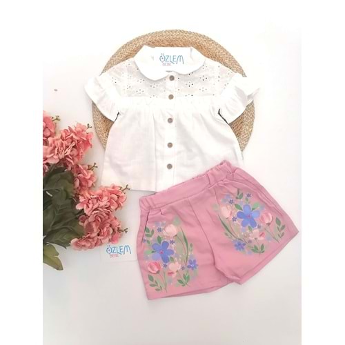 Güpür Bebe Yaka Gömlek&Şort 2'li Takım