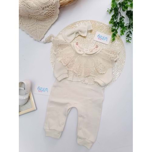 Çiçek Nakış Yakalı Tulum