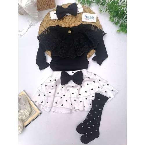 Dantel Yaka& Kalp Desen Etekli 2'li Takım