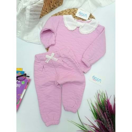 Kenarı Güpürlü Bebe Yaka 2'li Takım