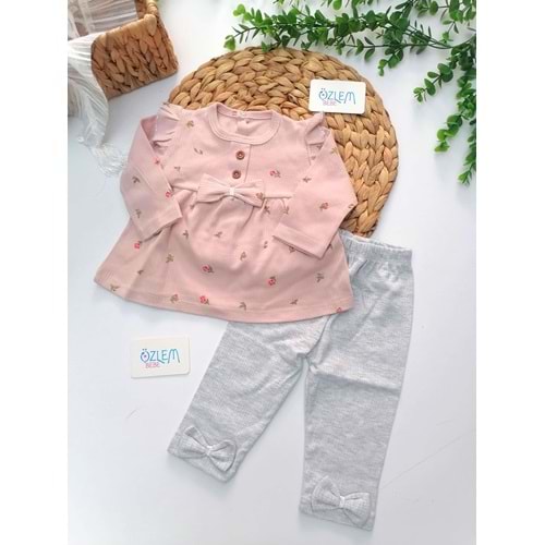 Bebe Yaka Çiçek Baskı 2'li Bebek Tk.