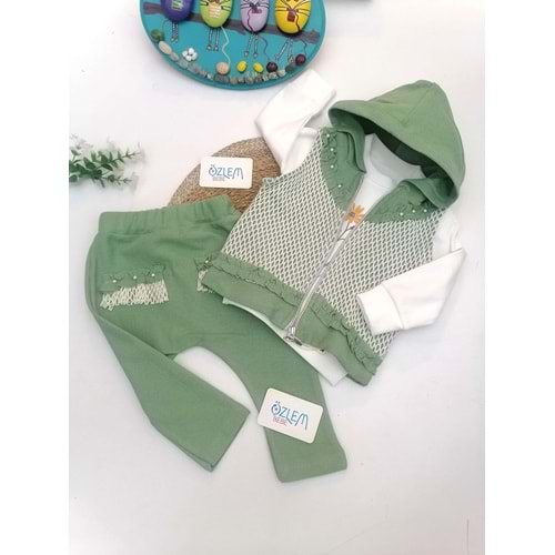 File Model Yelekli Yeşil 3lü Takım