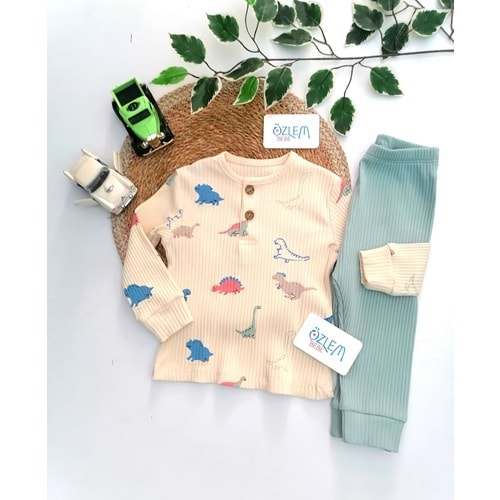 Dinasor Önden Düğmeli Raporlu 2li Takım