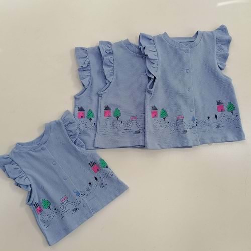 Mutlu Doğa Mavi Kız Yelek