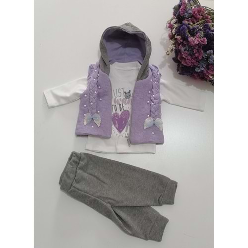 Mor Örgü Yelekli Kız Takım