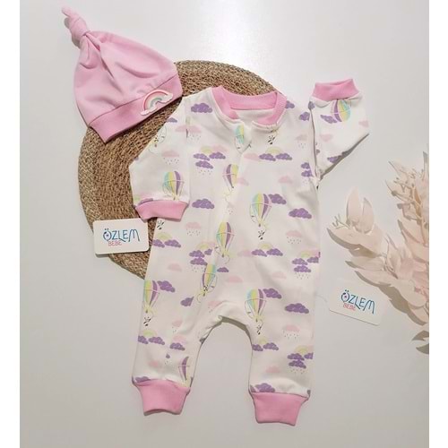 Balonla Seyahat Beyaz/Pembe Tulum